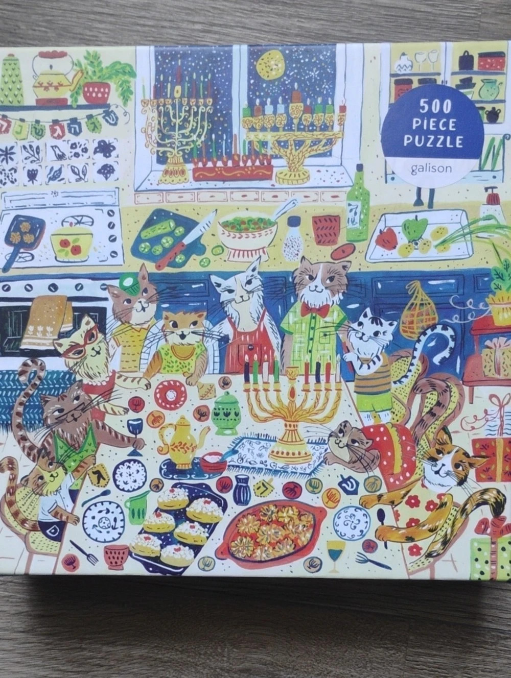 galison Happy Hanukcats 500-Piece Holiday Puzzle
